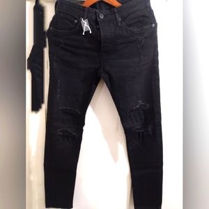 Mens black washed denim jeans